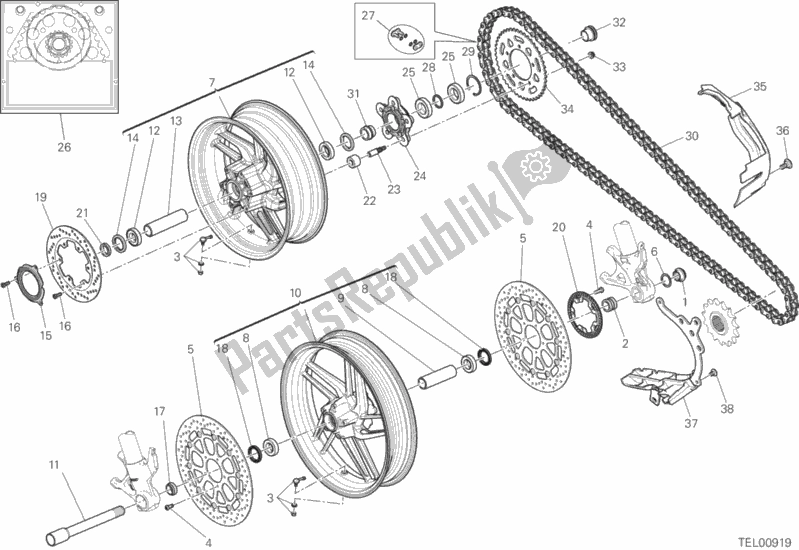 Toutes les pièces pour le 026 - Ruota Anteriore E Posteriore du Ducati Superbike 959 Panigale ABS 2017